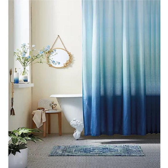 new Wild Sage 72"x72" Maylin Ombre 100% Cotton Shower Curtain in Cool Blues - Picture 9 of 10